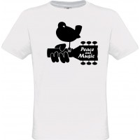 Aνδρικό T-Shirt Άσπρο Βαμβακερό Peace and Music