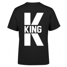 Ανδρικό T-Shirt Μαύρο Βαμβακερό με Τύπωμα από Βινύλιο την Πλάτη King με Μεγάλο Κ