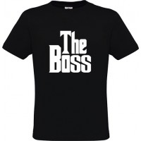 Ανδρικό T-Shirt Μαύρο Βαμβακερό με Τύπωμα από Βινύλιο The Boss