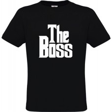Men's Black Cotton T-Shirt with Vinyl Print The Boss