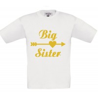 Παιδικό T-Shirt Άσπρο Βαμβακερό με Τύπωμα από Χρυσό Βινύλιο Big Sister