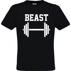 Men's Black Cotton T-Shirt with Vinyl Print Training Weight and Beast