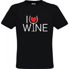 Ανδρικό T-Shirt Μαύρο Βαμβακερό με Τύπωμα από Βινύλιο I Love Wine
