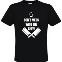 Ανδρικό T-Shirt Μαύρο Βαμβακερό με Τύπωμα από Βινύλιο Don't Mess With The Chef