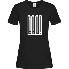 Γυναικείο T-Shirt Μαύρο Βαμβακερό με Τύπωμα από Βινύλιο Good Bad