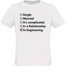 Ανδρικό T-Shirt Άσπρο Βαμβακερό με Τύπωμα από Βινύλιο In Engineering Relationship Status