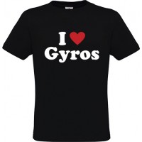Ανδρικό T-Shirt Μαύρο Βαμβακερό με Τύπωμα από Βινύλιο I Love Gyros