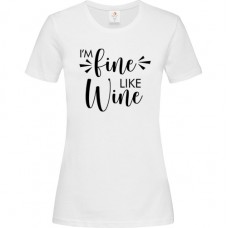 Γυναικείο T-Shirt Άσπρο Βαμβακερό με Τύπωμα από Βινύλιο I'm Fine Like Wine