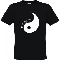 Ανδρικό T-Shirt Μαύρο Βαμβακερό με Τύπωμα από Βινύλιο το Σύμβολο Yang