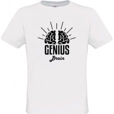 Ανδρικό T-Shirt Άσπρο Βαμβακερό με Τύπωμα από Βινύλιο Genius Brain