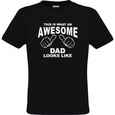 Ανδρικό T-Shirt Μαύρο Βαμβακερό με Τύπωμα από Βινύλιο This Is What An Awesome Dad Looks Like