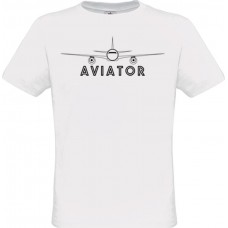 Ανδρικό T-Shirt Άσπρο Βαμβακερό με Τύπωμα από Βινύλιο Αεροπλάνο Aviator
