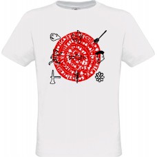Men’s T-Shirt White Cotton with Digital Print Disk of Phaestos and Writing