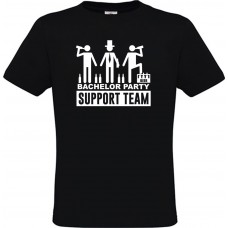 Ανδρικό T-Shirt Μαύρο Βαμβακερό με Τύπωμα από Βινύλιο Bachelor Support Team