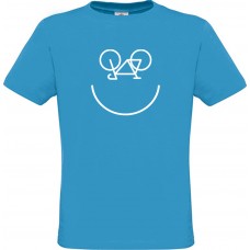 Ανδρικό T-Shirt Ανοιχτό Μπλε Βαμβακερό με Τύπωμα από Βινύλιο Ποδήλατο και Χαμόγελο