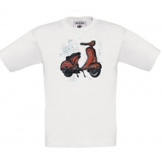 Παιδικό T-Shirt Άσπρο Βαμβακερό με Στάμπα Κόκκινη Βέσπα