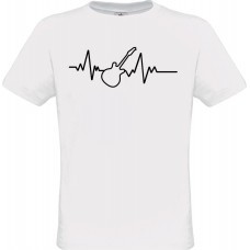  Ανδρικό T-Shirt Άσπρο Βαμβακερό με Ψηφιακή Εκτύπωση Καρδιογράφημμα Κιθάρα
