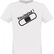  Ανδρικό T-Shirt Άσπρο Βαμβακερό με Ψηφιακή Εκτύπωση Vaccinated and  Bandaid