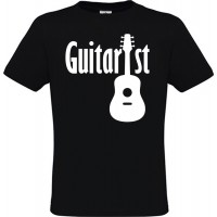 Men's Black Cotton T-Shirt with Vinyl Print Guitarist