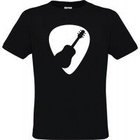 Men's Black Cotton T-Shirt with Vinyl Print Guitar Pick