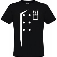 Men's Black Cotton T-Shirt with  Digital Print Chef