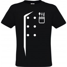  Ανδρικό T-Shirt Μαύρο Βαμβακερό με Ψηφιακή Εκτύπωση Στολή Σεφ/Μάγειρα