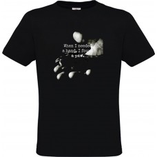 Ανδρικό T-Shirt Μαύρο Βαμβακερό με τύπωμα Φωτογραφία Χέρι και Πατούσα Σκύλου