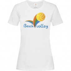 Γυναικείο T-Shirt Άσπρο Βαμβακερό με τύπωμα Beach Volley