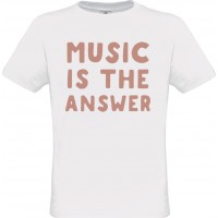 Ανδρικό T-Shirt Άσπρο Βαμβακερό με τύπωμα MUsic Is The Answer