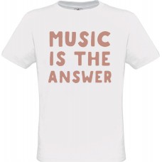 Ανδρικό T-Shirt Άσπρο Βαμβακερό με τύπωμα MUsic Is The Answer