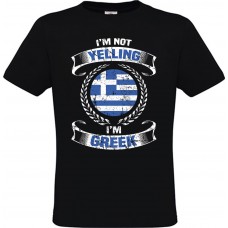 Ανδρικό T-Shirt Μαύρο Βαμβακερό με τύπωμα I'm Not Yelling I'm Greek