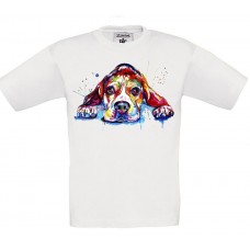 Παιδικό T-Shirt Άσπρο Βαμβακερό με Τύπωμα Χρωματιστό Σκυλάκι