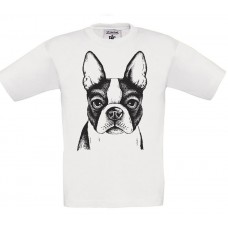 Παιδικό T-Shirt Άσπρο Βαμβακερό με Τύπωμα Άσπρο-Μαύρο Σκυλάκι