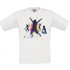 Παιδικό T-Shirt Άσπρο Βαμβακερό με Splash Χορευτικές Φιγούρες