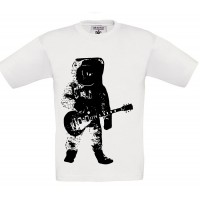 Παιδικό T-Shirt Άσπρο Βαμβακερό με Αστροναύτη με Κιθάρα
