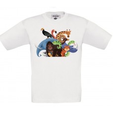 Παιδικό T-Shirt Άσπρο Βαμβακερό με τύπωμα Ζώα της Ζούγλας