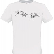 Ανδρικό T-Shirt Άσπρο Βαμβακερό με τύπωμα Το Χέρι του Θεού