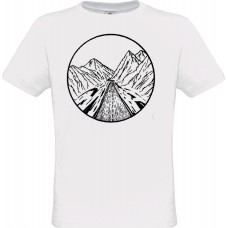 Ανδρικό T-Shirt Άσπρο Βαμβακερό με Ψηφιακή Εκτύπωση Βουνά