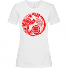 Γυναικείο T-Shirt Άσπρο Βαμβακερό με τύπωμα Κόκκινα Πουλιά