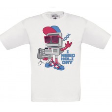 Παιδικό T-Shirt Άσπρο Βαμβακερό με τύπωμα Ρομπότ I Need Holiday