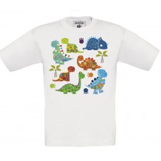 Παιδικό T-Shirt Άσπρο Βαμβακερό τύπωμα Δεινοσαυράκια