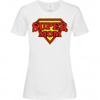Γυναικείο T-Shirt Άσπρο Βαμβακερό με τύπωμα Super Mom