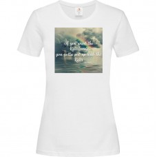 Γυναικείο T-Shirt Άσπρο Βαμβακερό με τύπωμα Εικόνα Ουράνιο Τόξο και Απόφθεγμα
