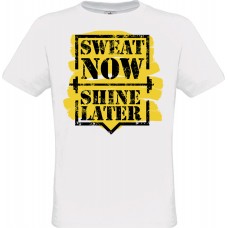 Ανδρικό T-Shirt Άσπρο Βαμβακερό με τύπωμα Sweat Now Shine Later