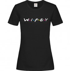 Women's Black cotton T-shirt with Print Wifey