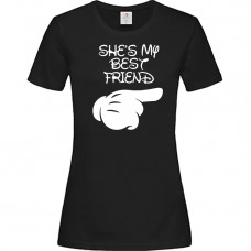 Γυναικείο T-Shirt Μαύρο Βαμβακερό με Τύπωμα She Is My Best Friend