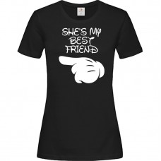 Γυναικείο T-Shirt Μαύρο Βαμβακερό με Τύπωμα She Is My Best Friend