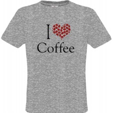 Ανδρικό T-Shirt Γκρίζο Βαμβακερό με Ψηφιακή Εκτύπωση I Love Coffee