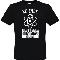 Ανδρικό T-Shirt Μαύρο Βαμβακερό με Τύπωμα Science Doesn't Give A Shit What You Believe