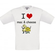 Children's T-Shirt White Cotton with I Love Mac & Cheese
